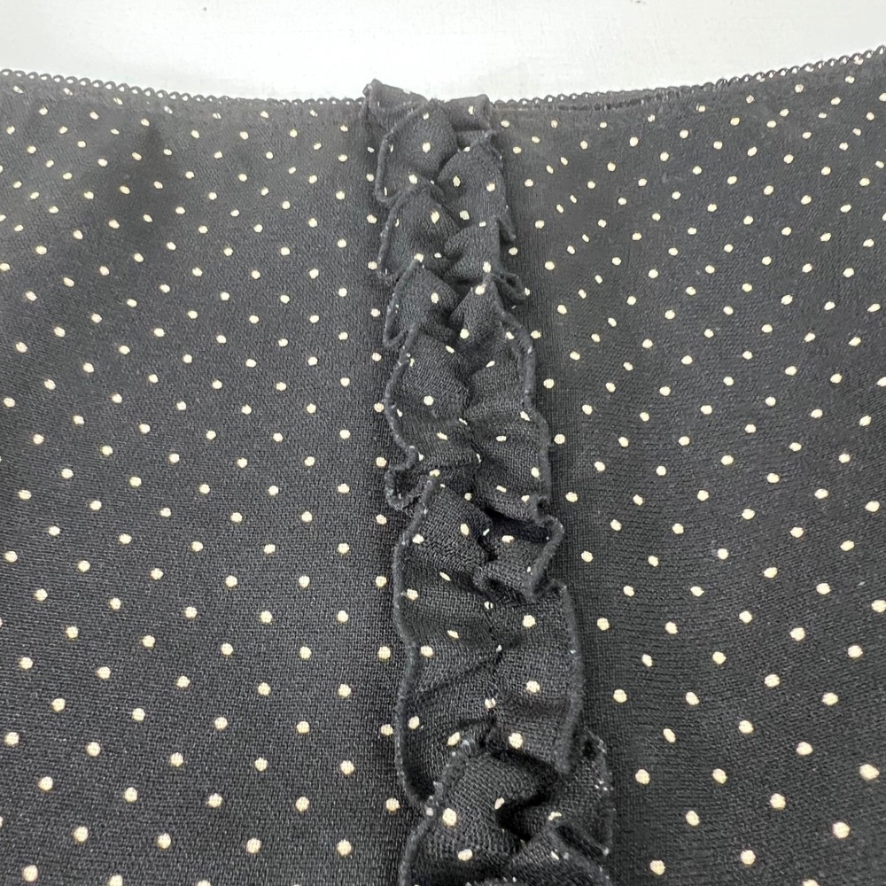 Ann Taylor LOFT Polka Dot Skirt Ruffle Trim Black White Size‎ 4 Career Classic